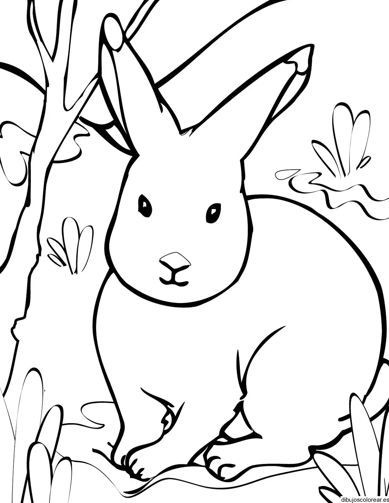 Dibujo de un conejo entre la maleza