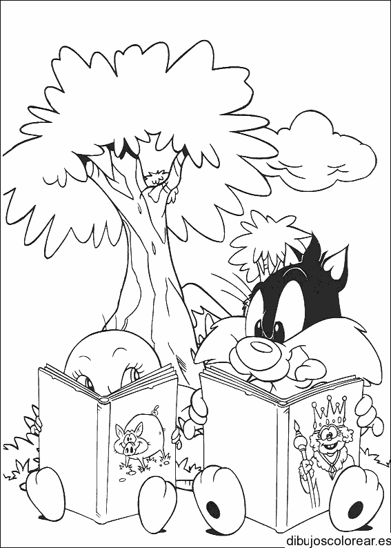 Dibujo del pequeño Silvestre leyendo