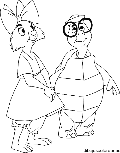 Dibujo de una tortuga y una coneja