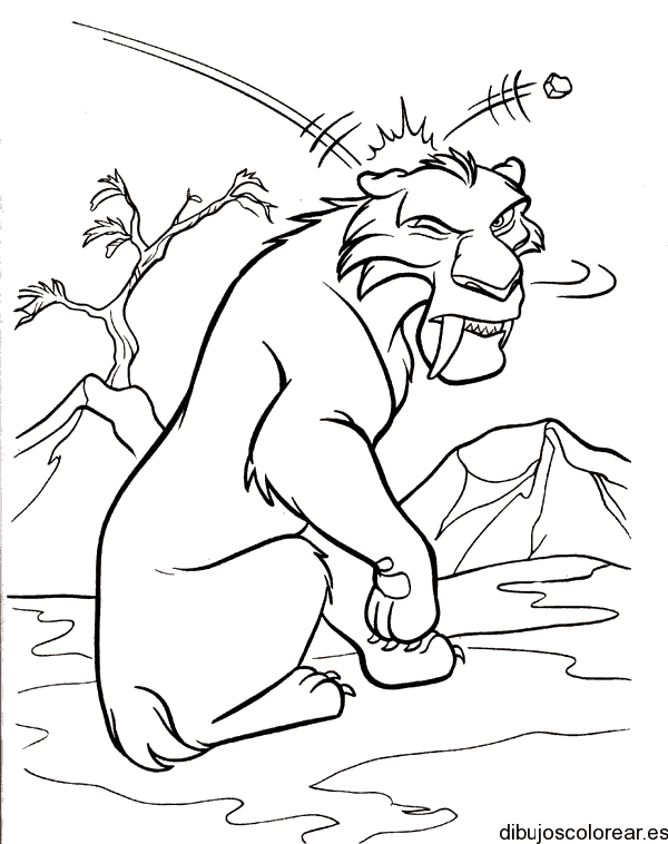 Dibujo de un león y una piedra