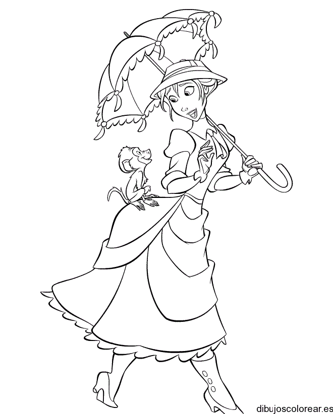 Dibujo de Jane con una sombrilla