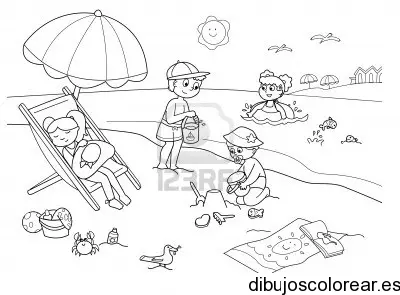 Dibujo de un día en la playa