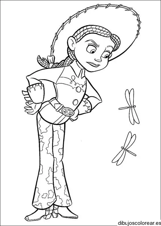 Dibujo de Jessie y dos mariposas