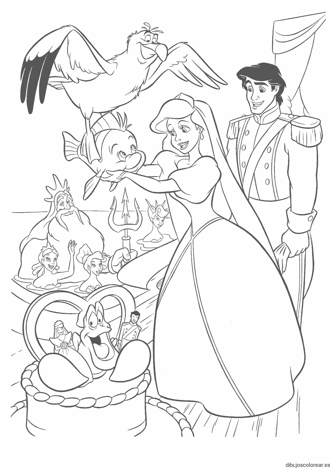 Dibujo de la boda de Ariel y Eric