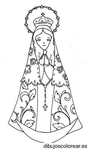 Dibujo de la virgen rezando