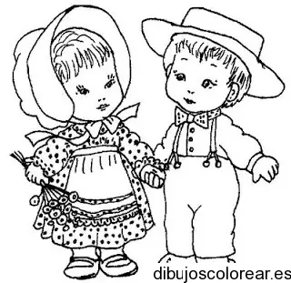 Dibujo de niños caminando de la mano