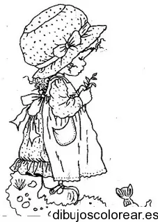 Dibujo de una niña triste con una flor