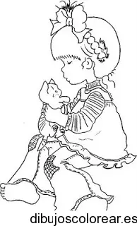 Dibujo de un niña con un gato
