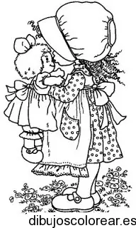 Dibujo de una niña con una muñeca
