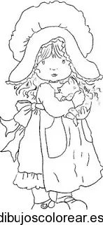 Dibujo de una niña abrazando un gato