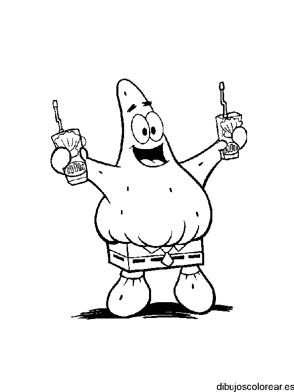 Dibujo de Patricio con dos bebidas 
