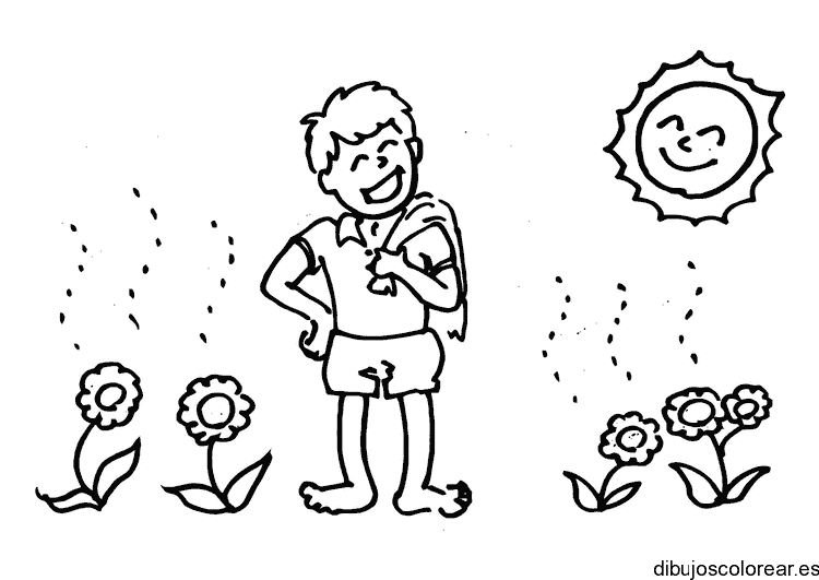 Dibujo de un niño en caluroso verano