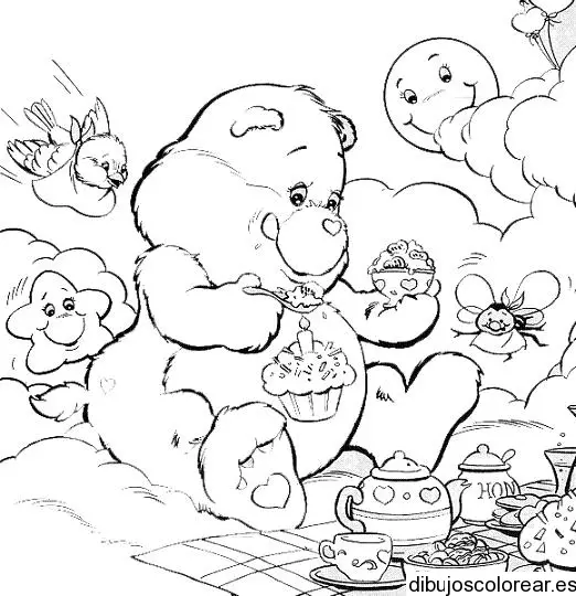 Dibujo de osos tomando el té