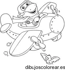 Dibujo de Barney en avión