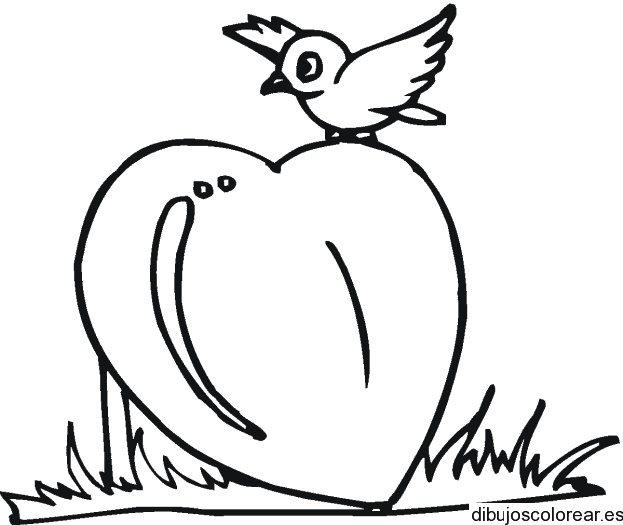 Dibujo de un corazón y un pájaro