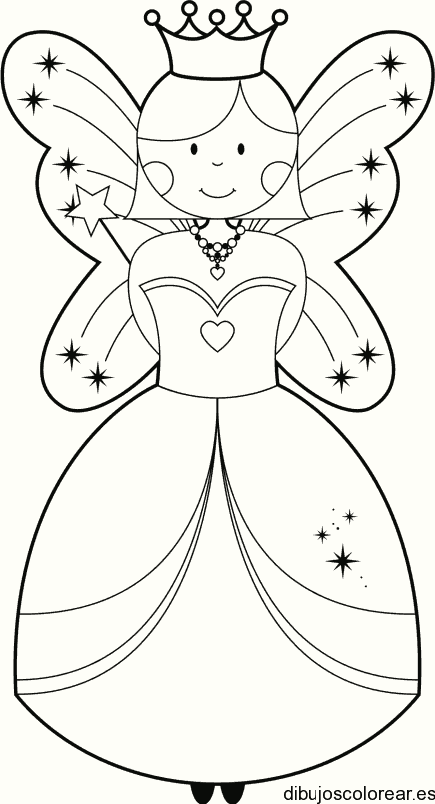 Dibujo de un hada con corona