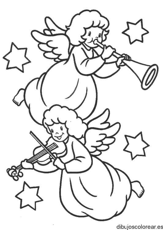 Dibujo de un par de ángeles musicales 