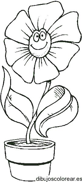 Dibujo de un tiesto con sonriente flor