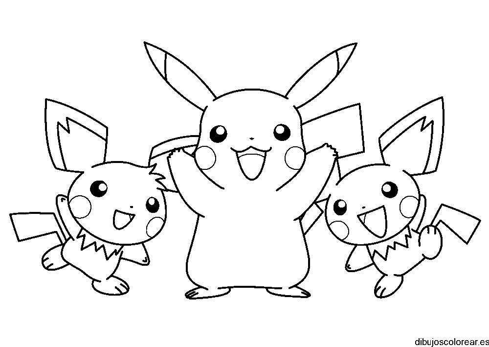 Dibujo de tres picachú