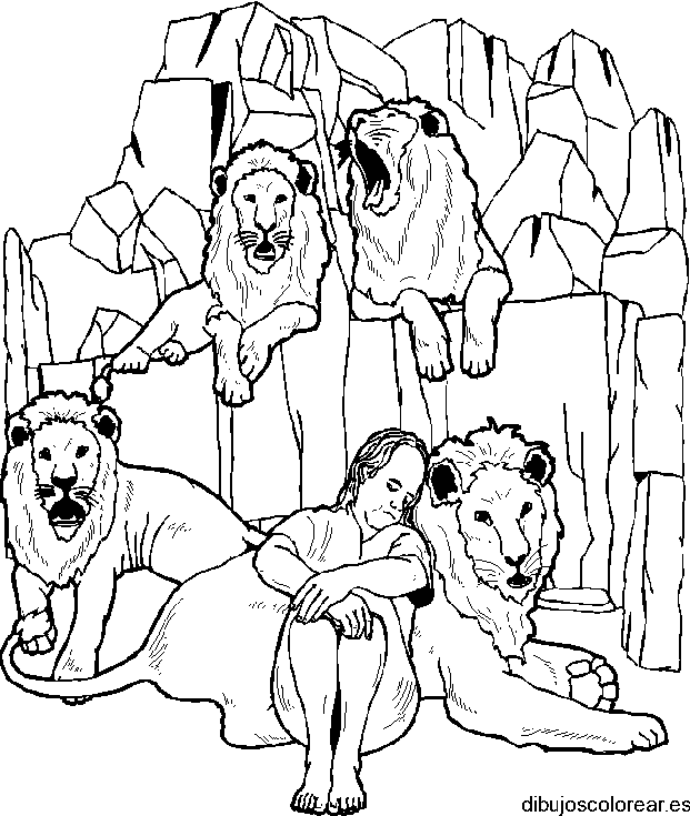 Dibujo de una familia de leones 