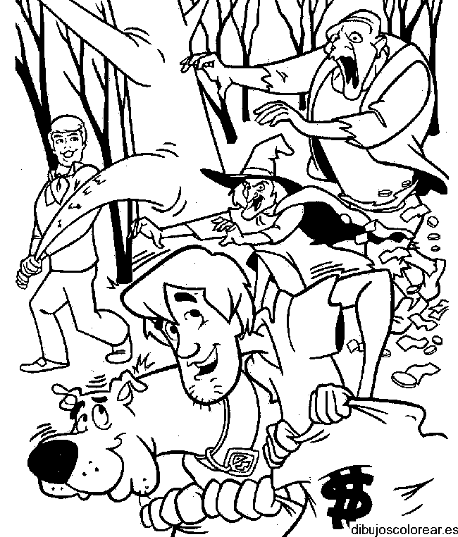 Dibujo de Scooby Doo y los monstruos 