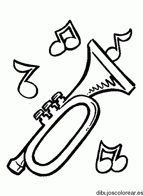 Dibujo de una trompeta con notas