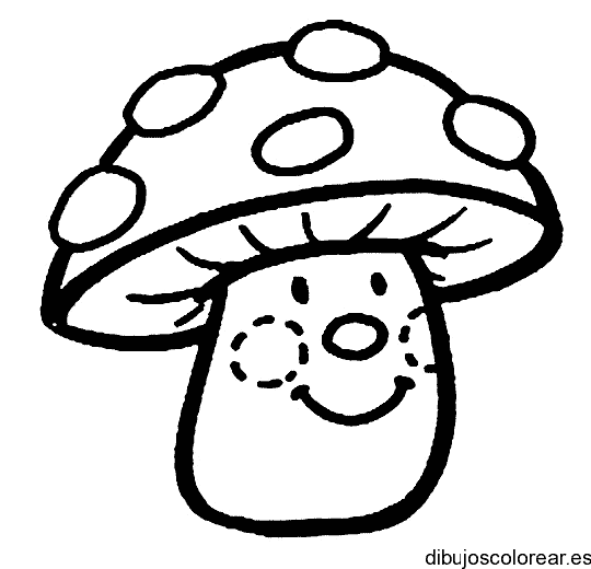 Dibujo de un hongo sonriendo