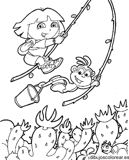 Dibujo de Dora con Botas en la Jungla 