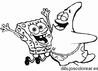 Dibujo de Bob Esponja y Patricio celebrando