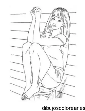 Dibujo de Barbie sentada 