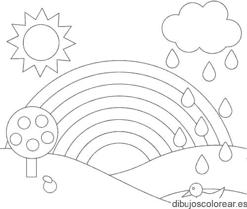 Dibujo de paisaje con lluvia 