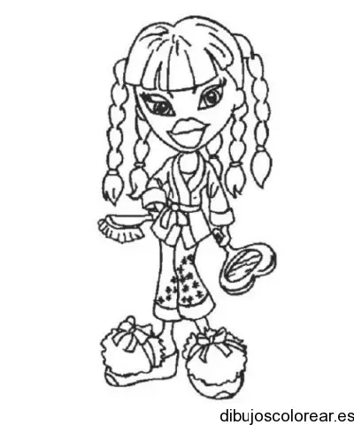 Dibujo de muñeca bratz peinándose 