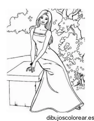 Dibujo de Barbie sentada el el bosque 