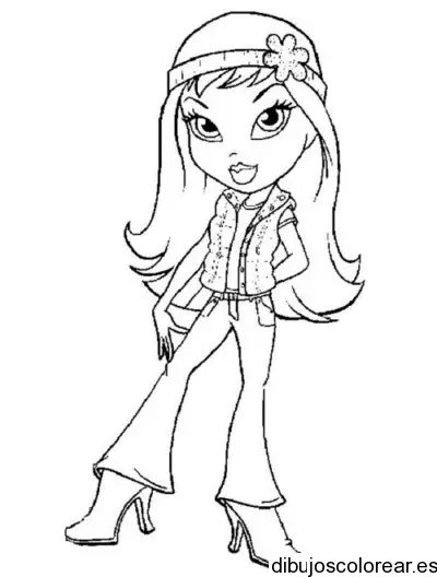 Dibujo de una chica hippie