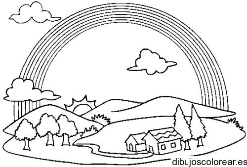 Dibujo de casita en paisaje 