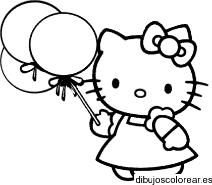 Dibujo Hello Kitty con globos