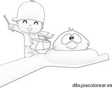 Dibujo de Pocoyo con tambor