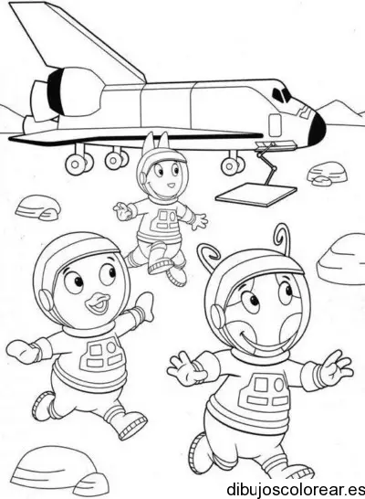 Dibujo de backyardigans en una nave espacial 