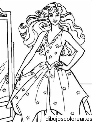 Dibujo de Barbie con vestido de princesa 
