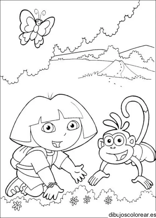 Dibujo de Dora la exploradora y Botas 