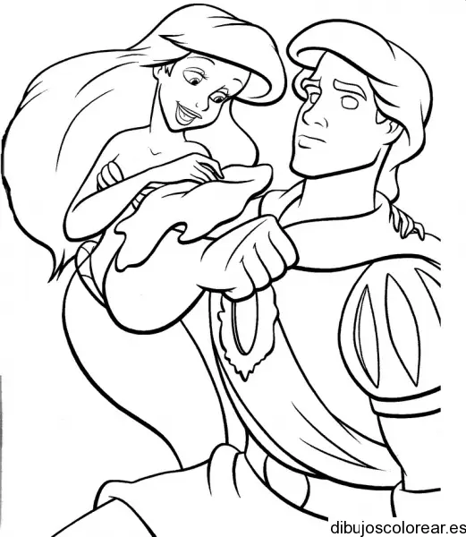 Dibujo de Sirenita y una escultura