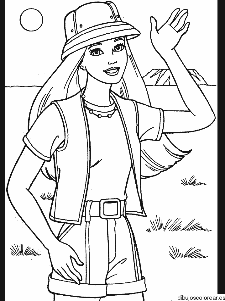 Dibujo de una chica por el campo