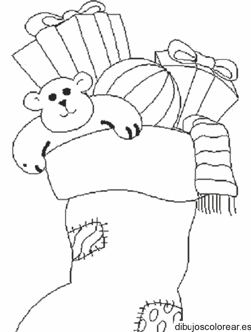 Dibujo de una bota navideña y regalos