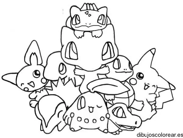 Dibujo de Picachu con sus amigos