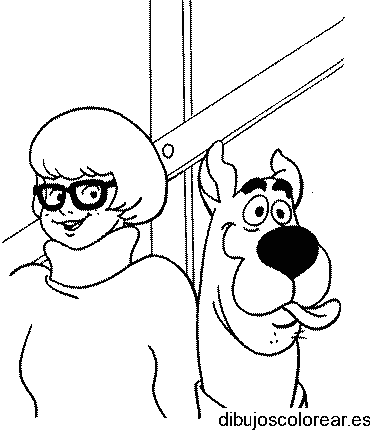 Dibujo de Velma y Scooby Doo en blanco y negro