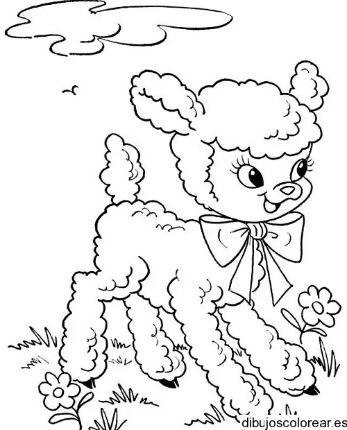 Dibujo de una oveja en el campo