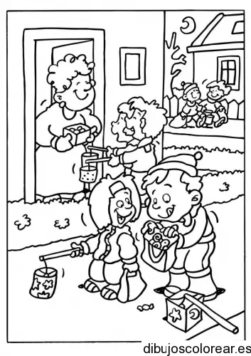 Dibujo de un niño pidiendo golosinas