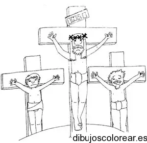 Dibujo de Jesús crucificado con dos ladrones