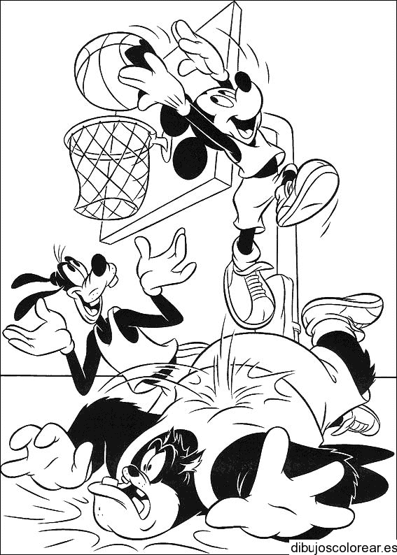 Dibujo de Mickey encestando