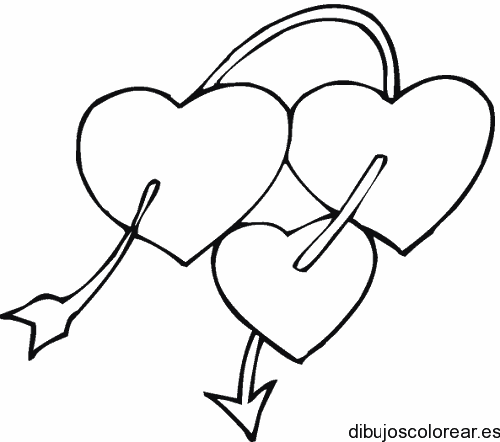 Dibujo de tres corazones enlazados